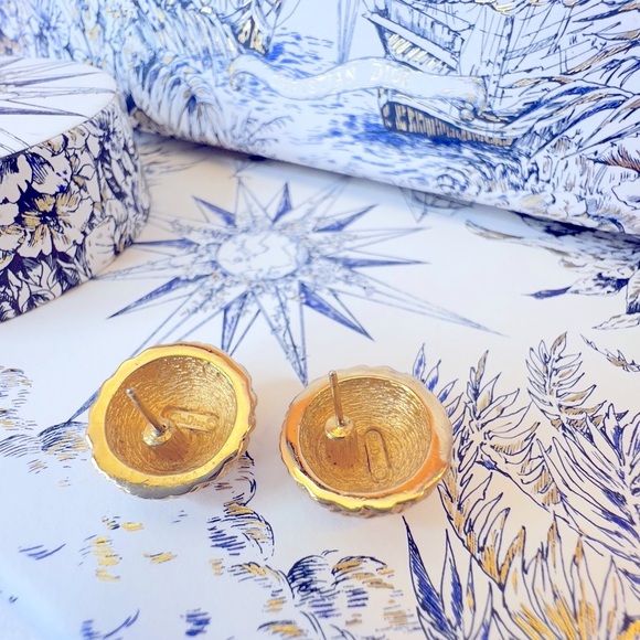 DIOR “Golden Pollen” Gold Plated Pierced Earrings Jewelry by Christian Dior - Picture 9 of 14